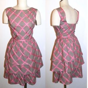 VTG 50s 60s Pat Premo California Pink & Gray Dress